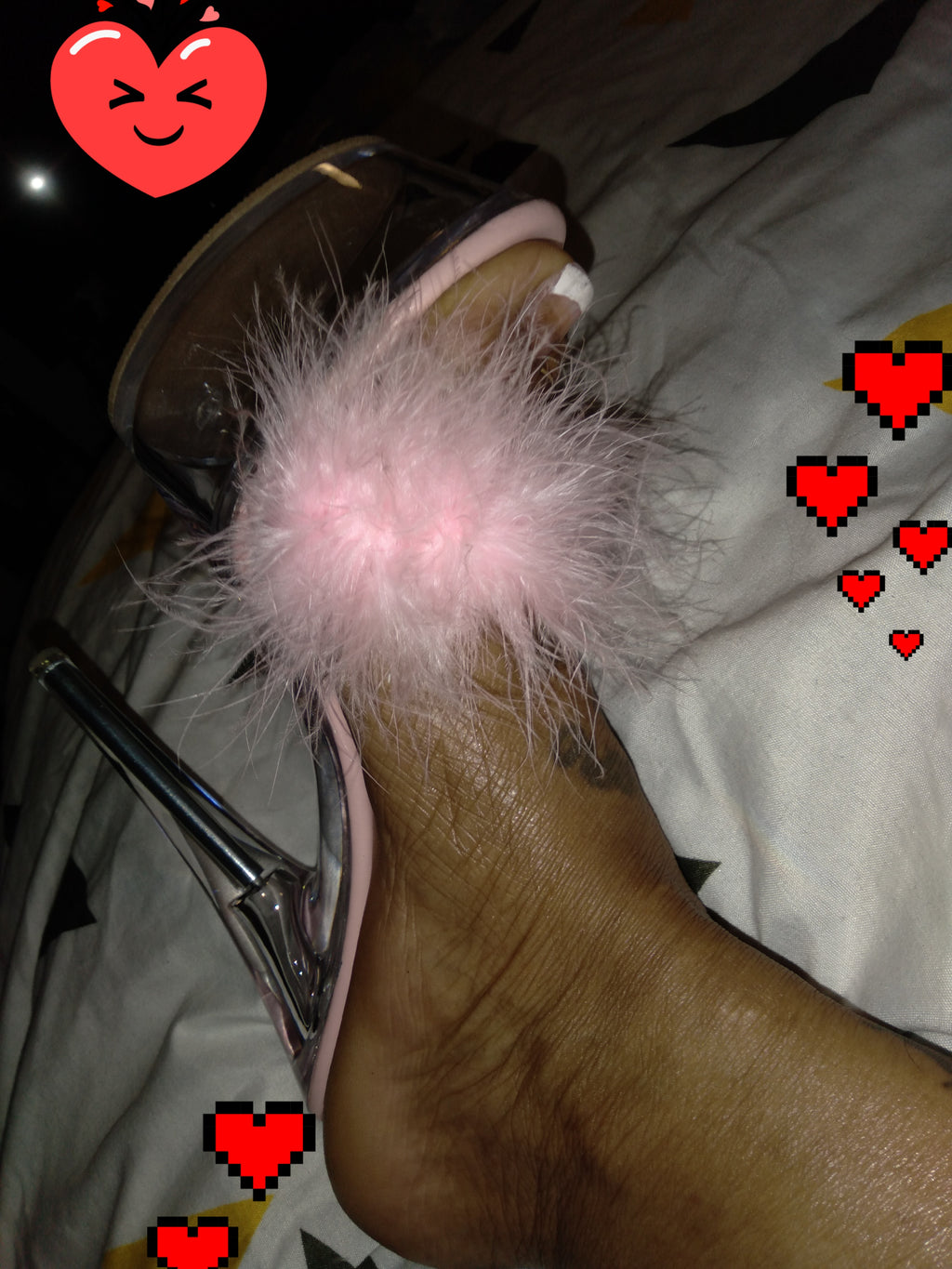 Pink fur glass slippers